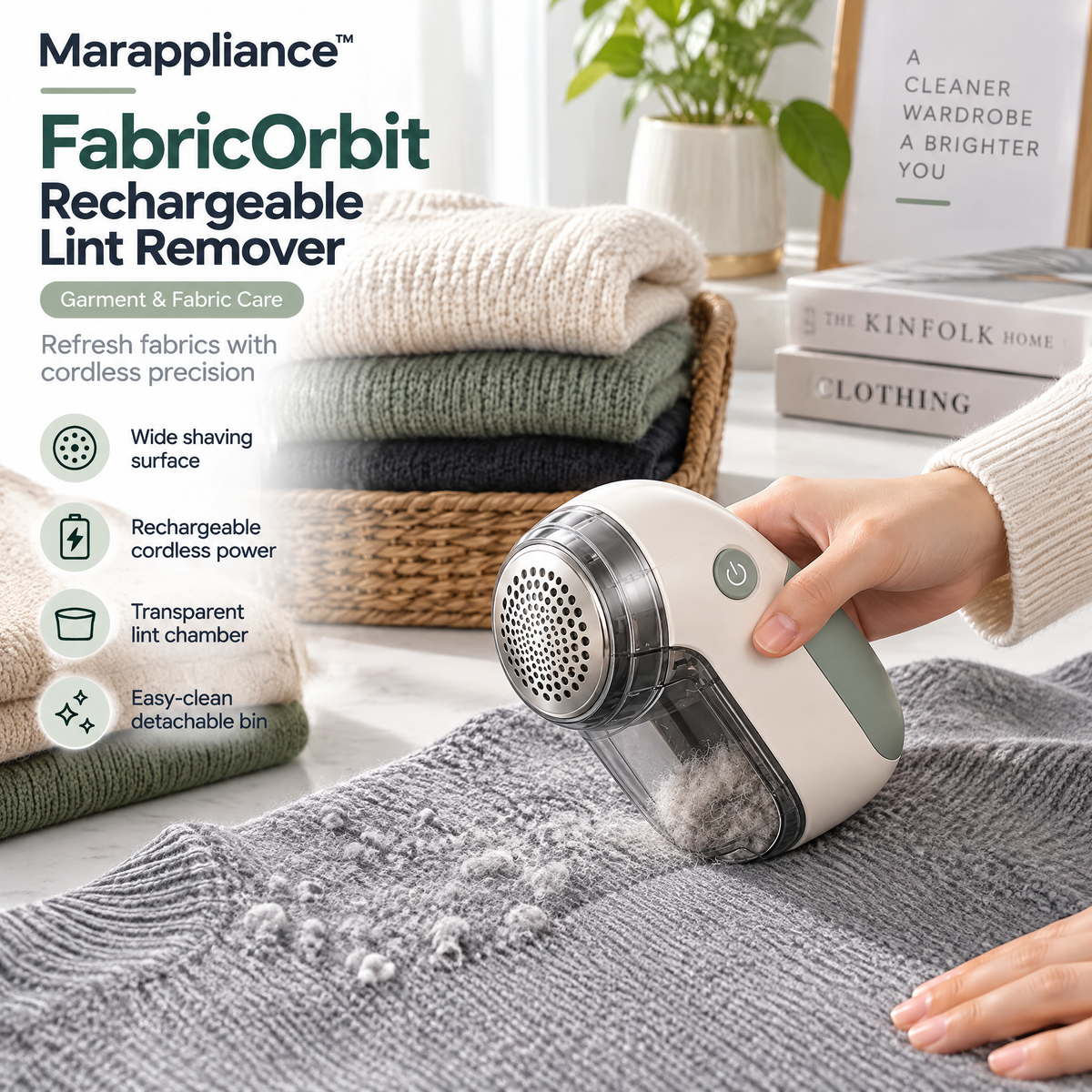 Marappliance™ FabricOrbit Rechargeable Lint Remover